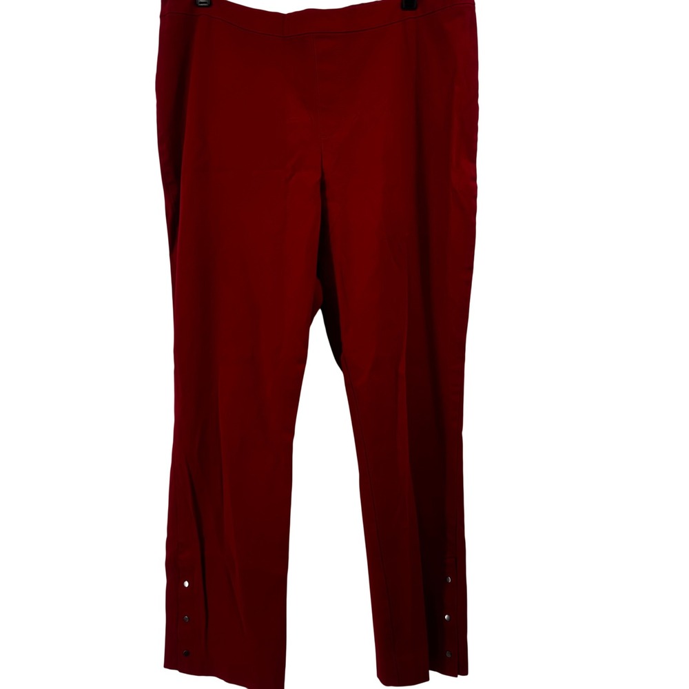 Isaac's Mizrahi Live Red Straight Leg Snap Hem Pull On Pants Plus Size 18W Comfy
